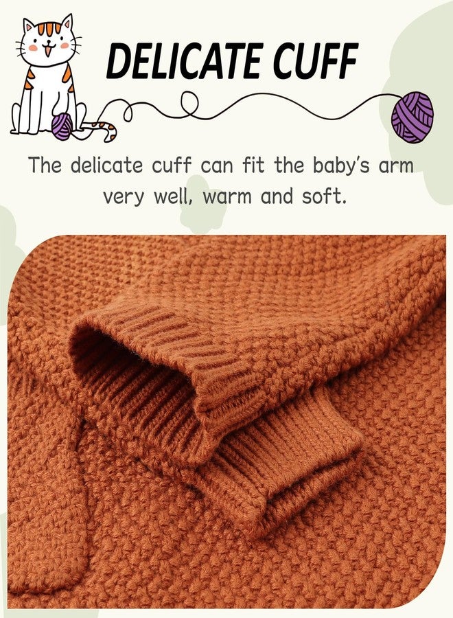 Peecabe Toddler Baby Girl Boy Cable Knit Sweater Cotton Infant Pullover Crewneck Long Sleeve Sweatshirt Fall Winter (Caramel, 4T) - Image 4