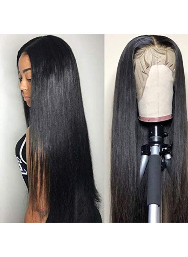 Subella 13x5 Lace Front Wigs Human Hair Pre Plucked with Baby Hair Bleached Knots 12A 180 Density Brazilian Straight Lace Frontal Wigs for Black Women 18inch - Image 1