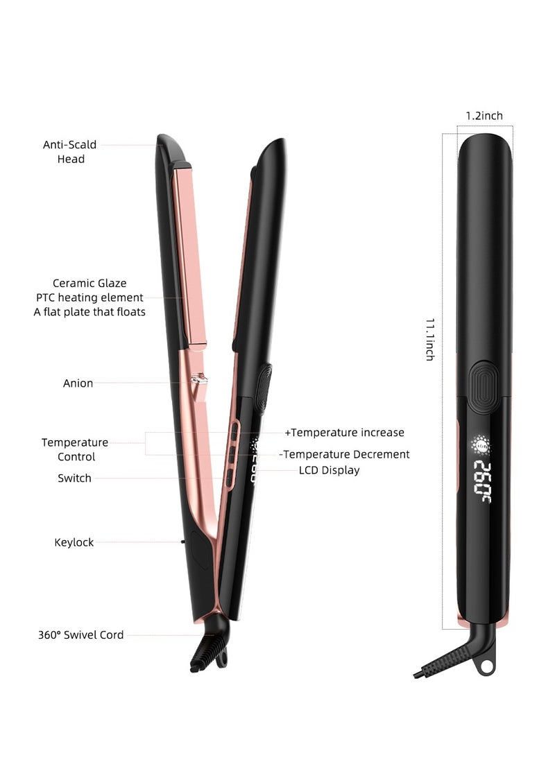 PANDA JOJO - Ceramic Hair Straightener High Temperature Up to 260℃, Ionic Technology, 6 Heat Settings, PTC Fast Heating in 15 Seconds, Floating Plates with Vibration Feedback, Plasma Flat Iron Get Frizz-Free - Image 1