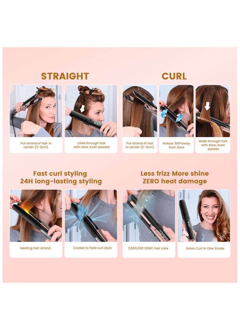 PANDA JOJO - Ceramic Hair Straightener High Temperature Up to 260℃, Ionic Technology, 6 Heat Settings, PTC Fast Heating in 15 Seconds, Floating Plates with Vibration Feedback, Plasma Flat Iron Get Frizz-Free - Image 1