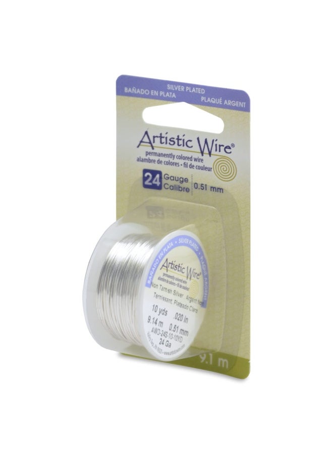 Artistic Wire Artistic Wire-Colored Wire  24 Gauge 10 Yards Pkg  Natural Non-Tarnish Silver  - Image 1