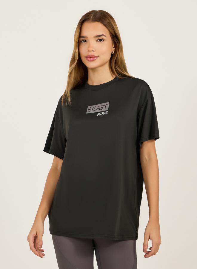 Styli Slogan Print Short Sleeves Top  - Image 1