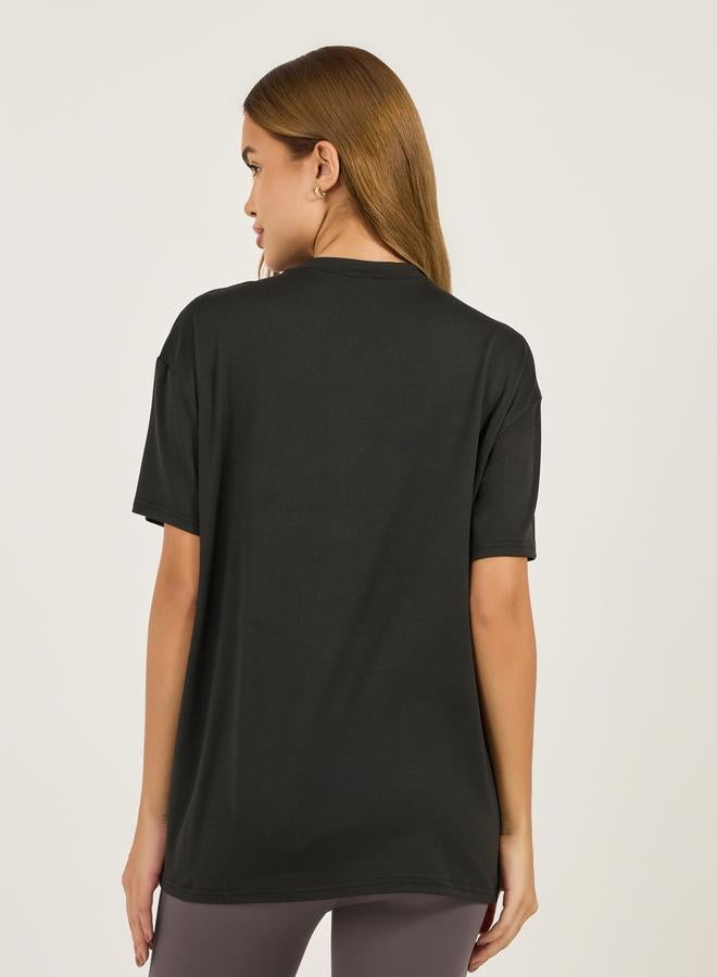 Styli Slogan Print Short Sleeves Top  - Image 4