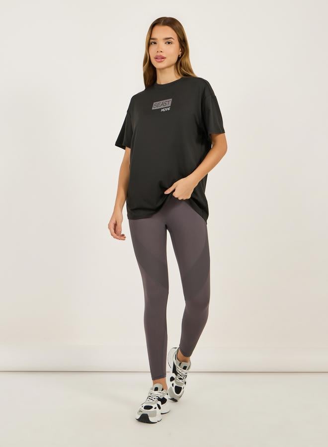 Styli Slogan Print Short Sleeves Top  - Image 2