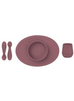 ezpz First Food Set - 100% Silicone Baby Feeding Set With Built-In Placemat, Training Cup And Spoons For First Foods + Baby Led Weaning - 4 Months+ - Mauve  - Image 1