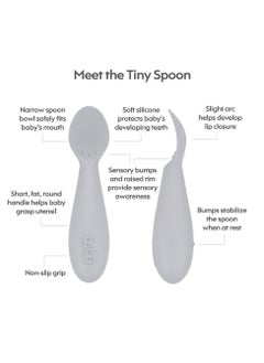 ezpz First Food Set - 100% Silicone Baby Feeding Set With Built-In Placemat, Training Cup And Spoons For First Foods + Baby Led Weaning - 4 Months+ - Mauve  - Image 2