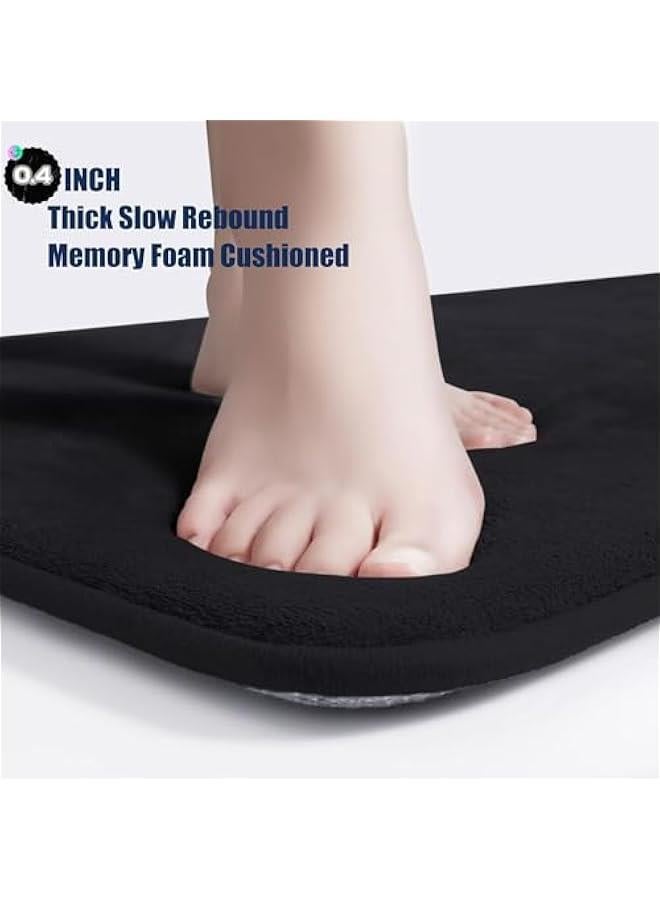 HOOKOR Bathroom Rug Sets 3 Piece, Non Slip Super Absorbent Soft Bathroom Mats, Machine Washable Bathroom Floor Mats Sets for Sink,Tub, Shower and Toilet (Black) - Image 4