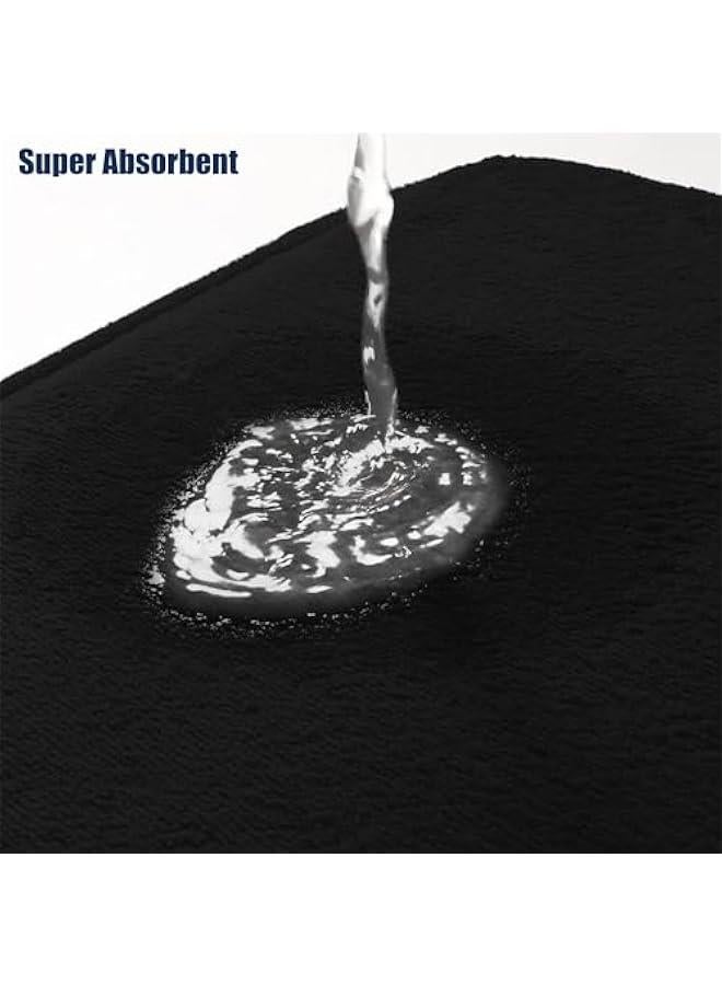 HOOKOR Bathroom Rug Sets 3 Piece, Non Slip Super Absorbent Soft Bathroom Mats, Machine Washable Bathroom Floor Mats Sets for Sink,Tub, Shower and Toilet (Black) - Image 5