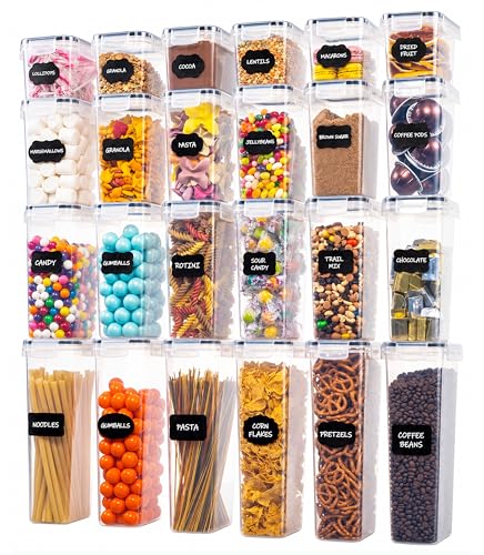 Oizeir Airtight Food Storage Containers Set Air Tight with Lids Pasta Flour Sugar Cereal Storage Containers for Food Clear24 Pack - Image 1