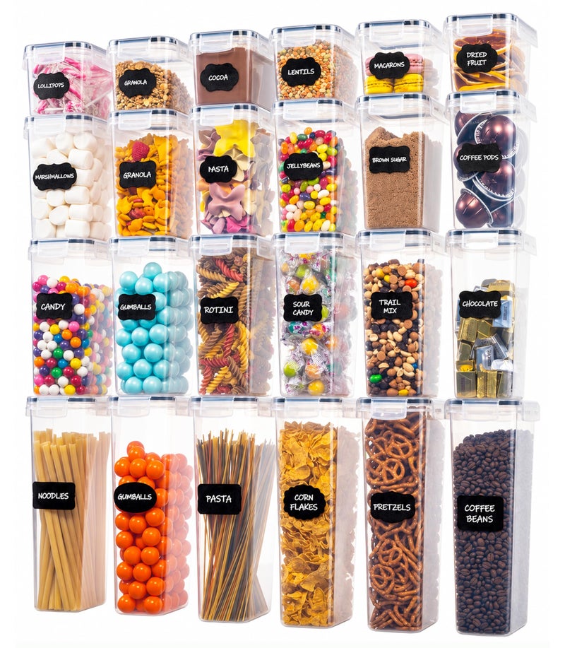 Oizeir Airtight Food Storage Containers Set Air Tight with Lids Pasta Flour Sugar Cereal Storage Containers for Food Clear24 Pack - Image 2