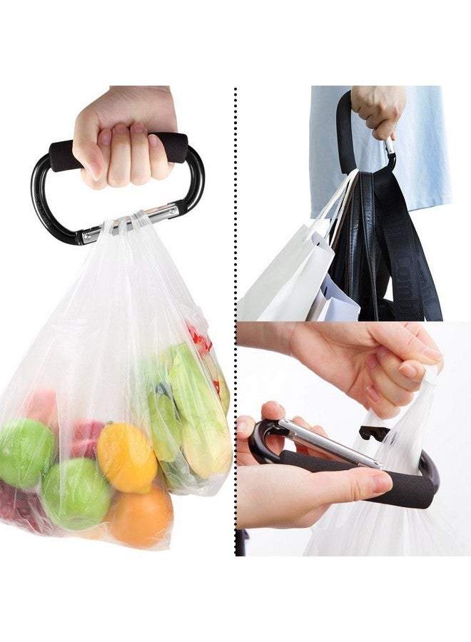 Newraturner Large Stroller Hooks For Mommy 2 Pcs Carabiner Stroller Hook Organizer For Hanging Purses Diaper Bag Shopping Bags. Clip Fits Single/Twin Travel Systems Car Seats And Joggers (Black+Rose) - Image 2