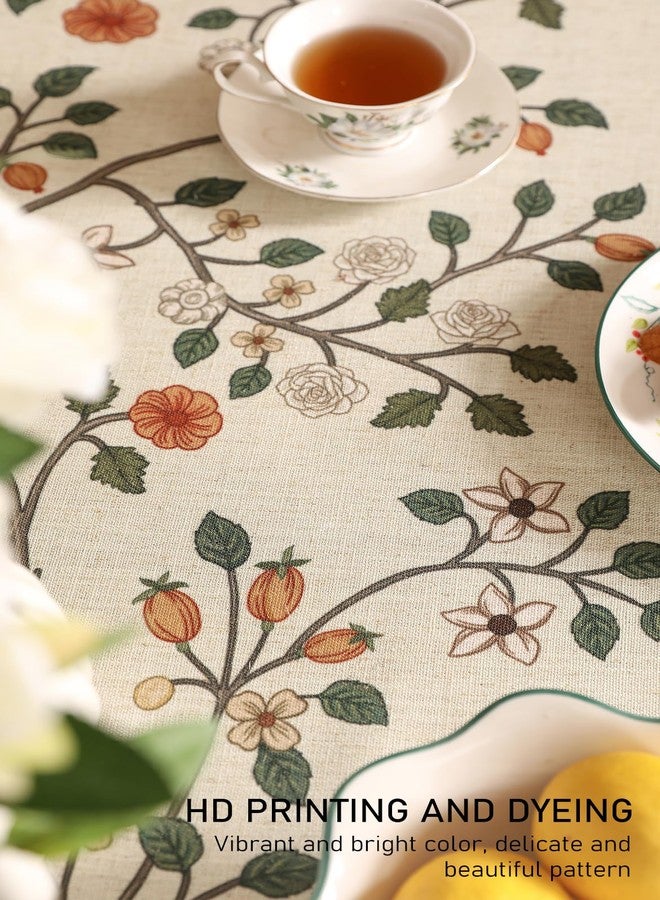 ISAENNE Designer Floral Small Square Tablecloth,French Linen Light Beige Indoor Table Cloth,Fall Wrinkle Resistant Decor Tablecloths for Dining Thanksgiving Kitchen Party,55"*55"-Flora A - Image 5