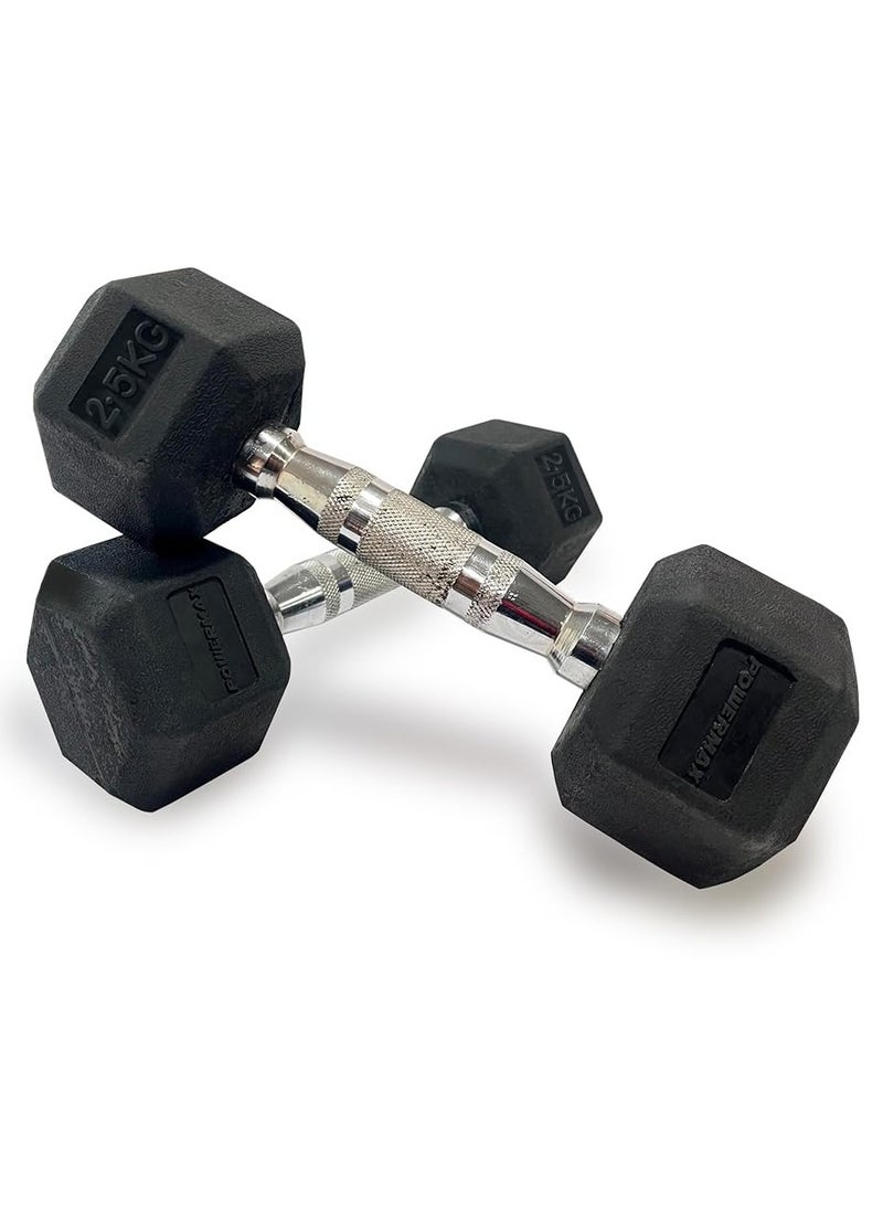 PowerMax Fitness PowerMax Fitness Hexagon Dumbbells 2.5kg pair for home-gym use  - Image 1