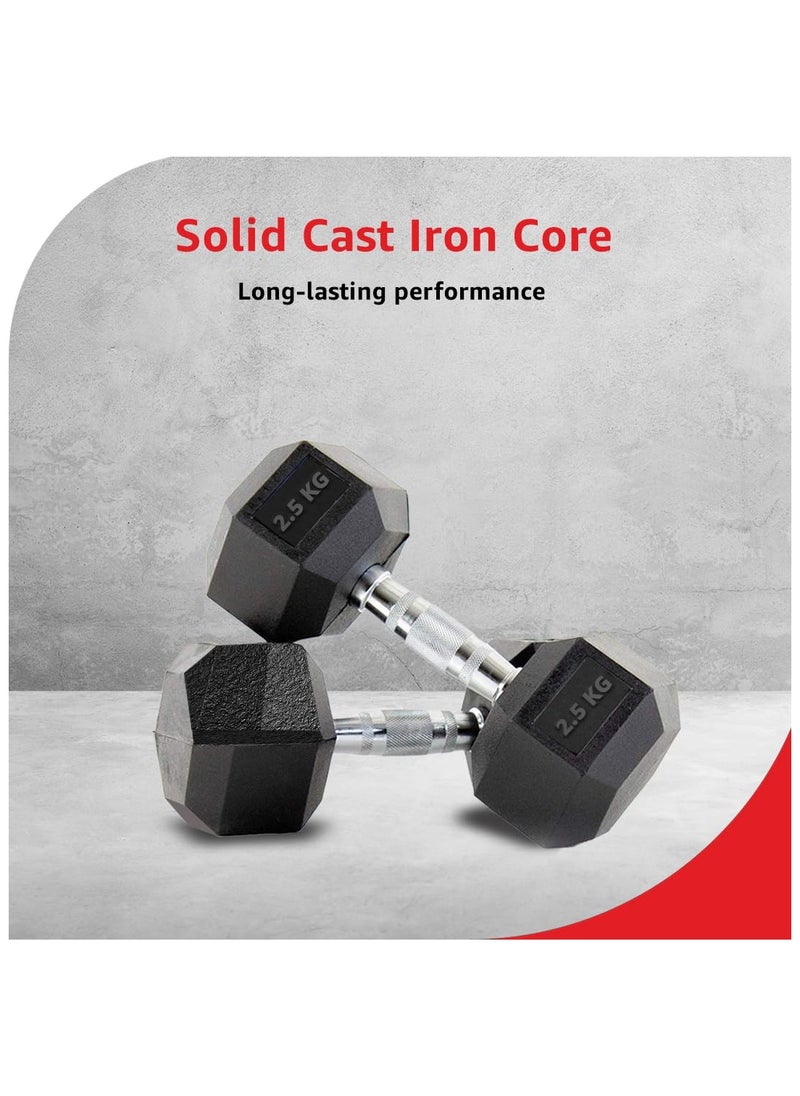 PowerMax Fitness PowerMax Fitness Hexagon Dumbbells 2.5kg pair for home-gym use  - Image 4