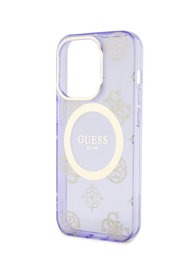 GUESS Magsafe IML Case for iPhone 15 Pro - Gold/Purple - Image 1