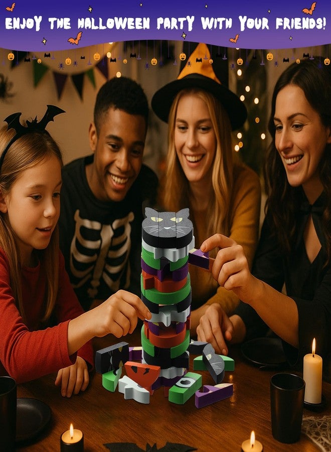 SERENEDWELLING Halloween-Themed Wooden Block Stacking, The Joy of Family and Party, Halloween Party Gothic-Style Birthday Gifts (Pumpkin) - Image 5