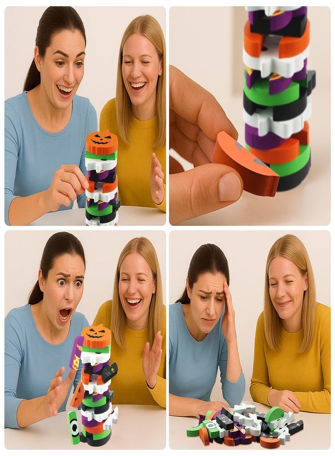 SERENEDWELLING Halloween-Themed Wooden Block Stacking, The Joy of Family and Party, Halloween Party Gothic-Style Birthday Gifts (Pumpkin) - Image 3