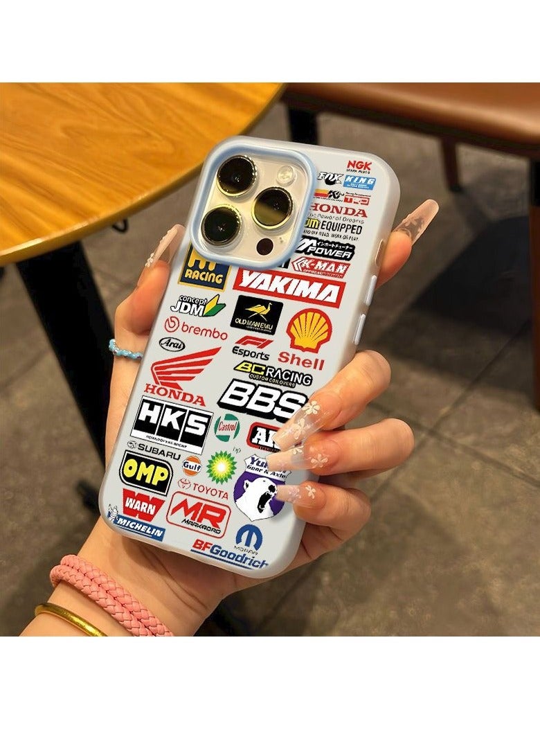 NIBEMINENT Full Screen Car Logos Protective TPU Case Cover For iPhone 16 Plus, Blue