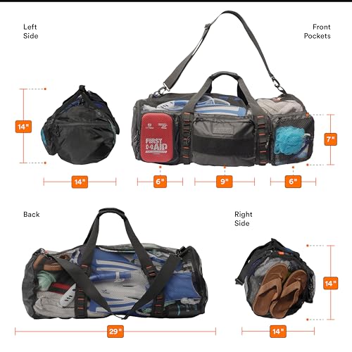 Fitdom 90L Large Mesh Duffle Bag for Scuba Dive or Snorkel Equipment. Best for Water Sports & Beach Activities like Swimming, Diving & Snorkeling. Perfect for Travel, Storage Swim Gym Gears & Balls - Image 2