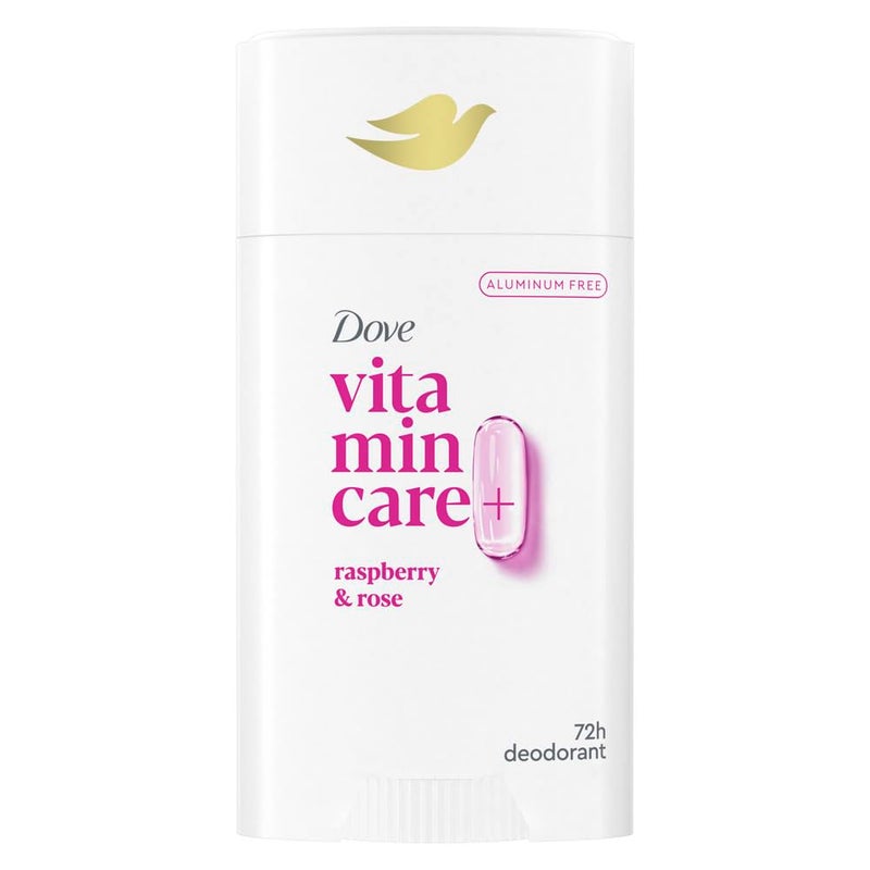 Dove VitaminCare+ Aluminum Free Deodorant Stick for 72H Odor Protection Raspberry & Rose Breathable Deodorant for Women 2.6 oz - Image 1