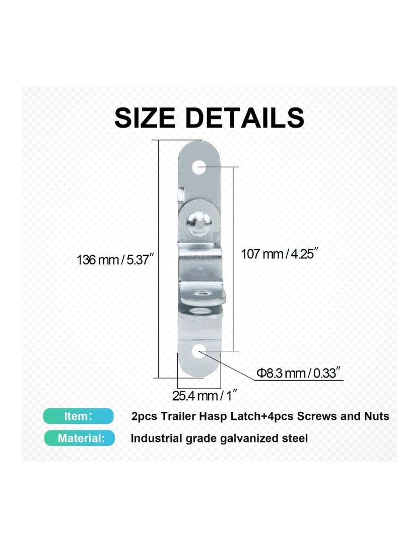 SYOSI Cargo Trailer Door Latch Hasp Keeper, for Ramp Padlock, Race Bar Lock Handle Enclosed Car Hauler, Enclosed Trailer Door Latch (Industrial Grade Steel, Comes with Screws and Waterproof Nuts) - Image 2
