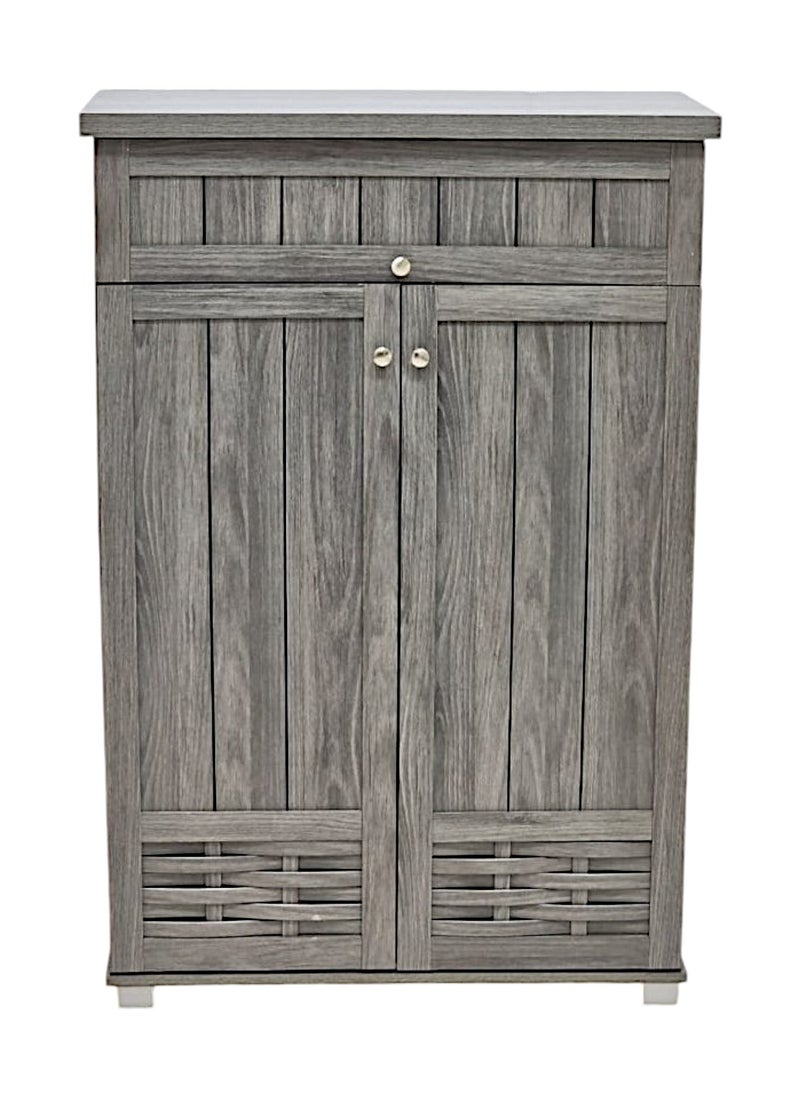 مفروشات صابر واخوانه (ذ.م.م) SBF Wooden Shoe Cabinet, 5-Tier Storage Organizer with 2 Doors and 1 Drawer, Malaysian Shoe Rack for Entryway and Living Room, Grey  - Image 1