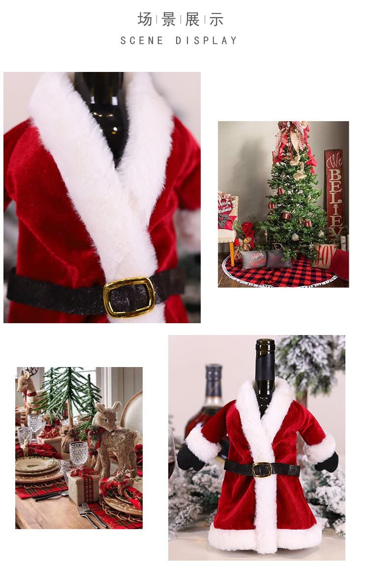 CORAL TREE CORALTREE Christmas Santa Wine Bottle Cover for Table Decoration Wrapping Pouch Set of 2 Style 4  - Image 4