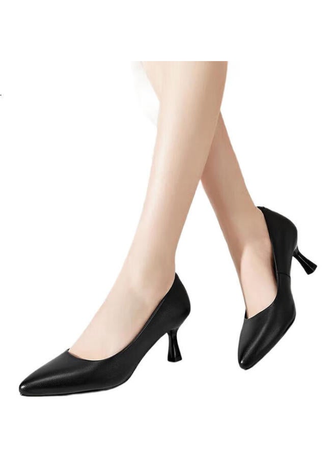 YEARCON أحذية عمل نسائية بكعب رفيع للانتقال فم ضحل موضة كعب عالي أحذية فردية نسائية 26903W أسود 35 - Image 1