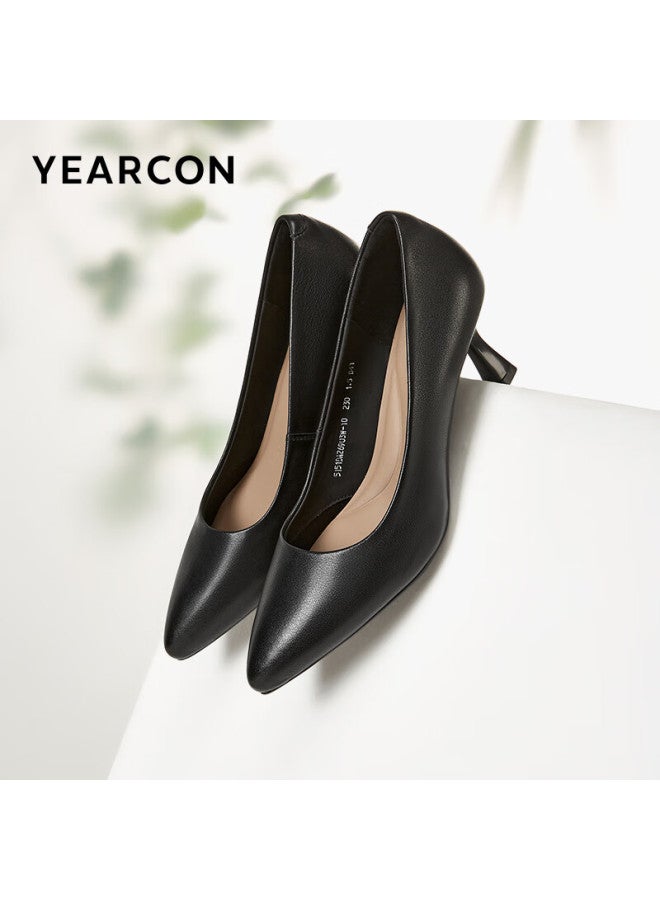 YEARCON Yierkang Women's Stiletto Commuter Work Shoes Shallow Mouth Fashion High Heels Single Shoes Women 26903w Black 35 - Image 1