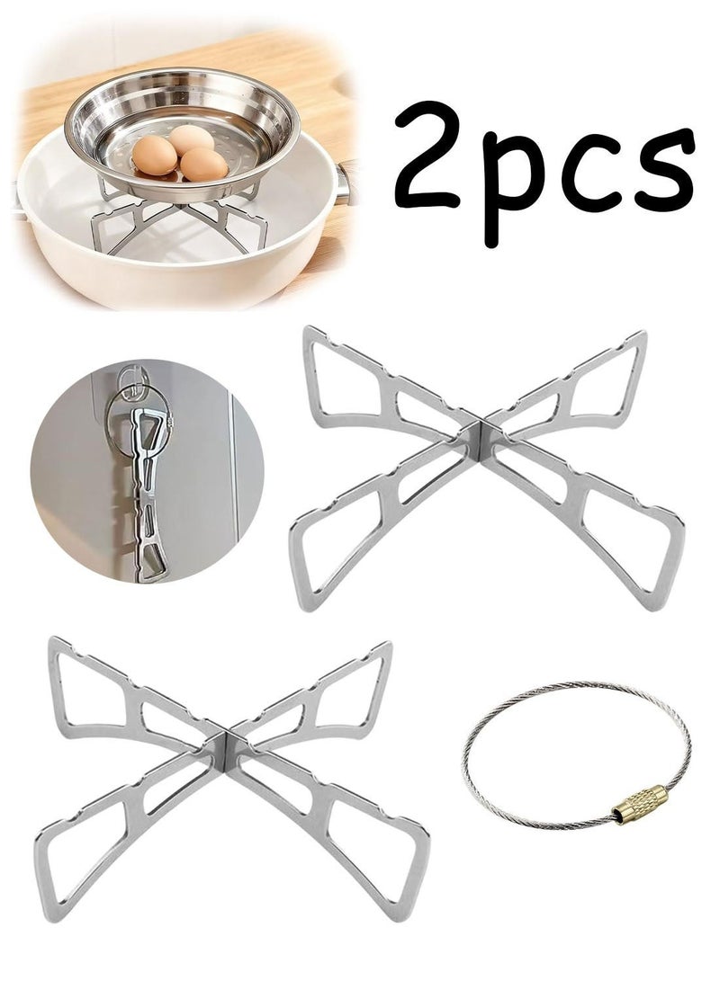 2 PCS Stainless Steel Cooking Rack, Removable Steaming Tray, Multipurpose Cooling Steaming Grilling Rack for Kitchen, 4.85 Inch - Image 1