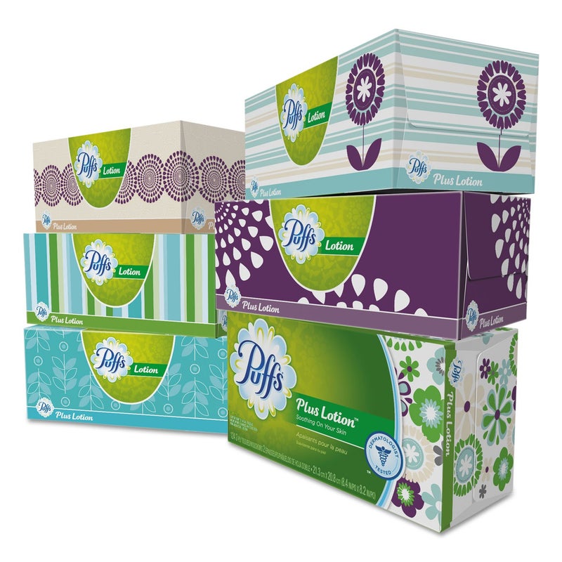 Puffs Plus Lotion Facial Tissue 2Ply White 124 SheetsBox 6 BoxesPack 4 PacksCarton - Image 2