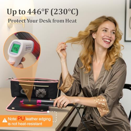 PACKISM Hair Tools Travel Bag - Extra Large Compatible for Dyson Airwrap Shark Flexstyle Multi-Styler with Heat Resistant Mat for Flat Curling Irons, Straighteners, Women Travel Essentials - Black - Image 3