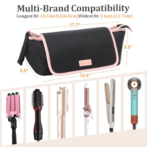 PACKISM Hair Tools Travel Bag - Extra Large Compatible for Dyson Airwrap Shark Flexstyle Multi-Styler with Heat Resistant Mat for Flat Curling Irons, Straighteners, Women Travel Essentials - Black - Image 4