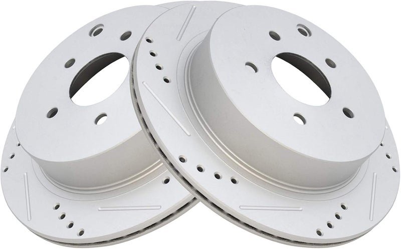 TRQ Rear Performance Brake Rotor Drilled Slotted Pair Set for FX35 / FX37 / FX45 / JX35 / M35h / M37 / M56 / Murano/Pathfinder / Q50 / Q70 / Quest / QX60 / QX70 - Image 2