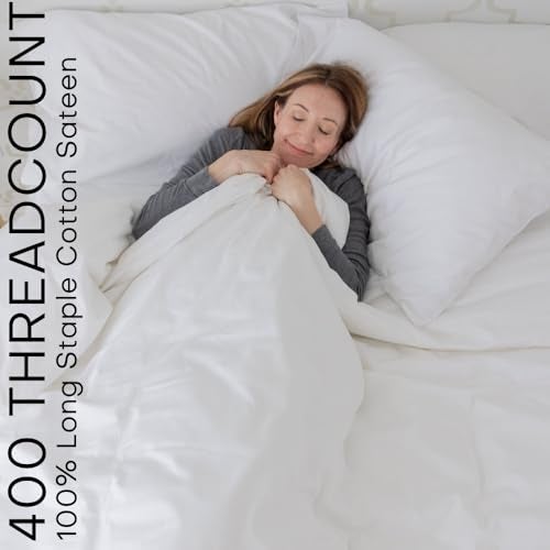 QuickZip Fitted Plus Spare Bundle: 1 Fitted Sheet (Base + Zip Sheet) & 1 Zip Sheet - Easy to Change, Won’t Pop Off - Soft Sateen 400 TC 100% Cotton – 17.5” Deep Pockets King Size Sheets – White - Image 5