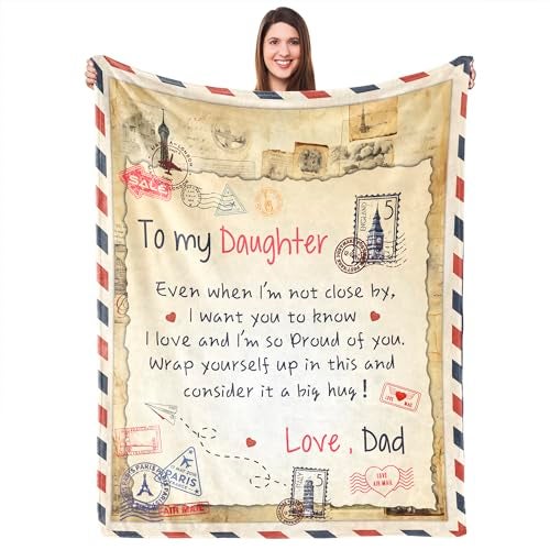 UFOORO Throw Blanket Gifts for Daughter from Dad Best for Daughter Present for Adult Daughters Mothers Day Christmas Valentines Birthday Gifts 55X70 - Image 1