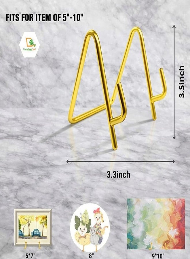 PRINT BHARAT حامل عرض معدني مزخرف ذهبي اللون من برينت بهارات، حامل أطباق، حامل فني لتزيين المنزل، حامل عرض أنيق للأطباق والصور المزخرفة، حامل إطار صور معدني مثالي لسطح الطاولة لتزيين المنزل والمكتب (عبوة من قطعة واحدة) - Image 4