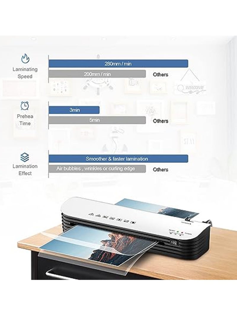 OSMILE - OSMILE SL299 Hot And Cold Laminating Machine, A4A5A6 Laminator Machine Set, 4 in 1 Thermal Laminator for Home Office School Use, 9 inches Max Width,Paper Trimmer,Corner Rounder (15 Laminating Pouches) - Image 1