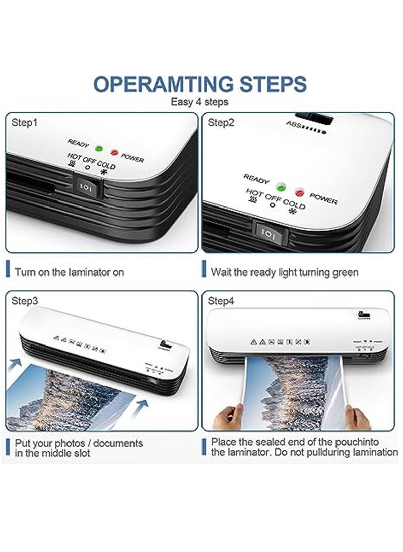 OSMILE - OSMILE SL299 Hot And Cold Laminating Machine, A4A5A6 Laminator Machine Set, 4 in 1 Thermal Laminator for Home Office School Use, 9 inches Max Width,Paper Trimmer,Corner Rounder (15 Laminating Pouches) - Image 1