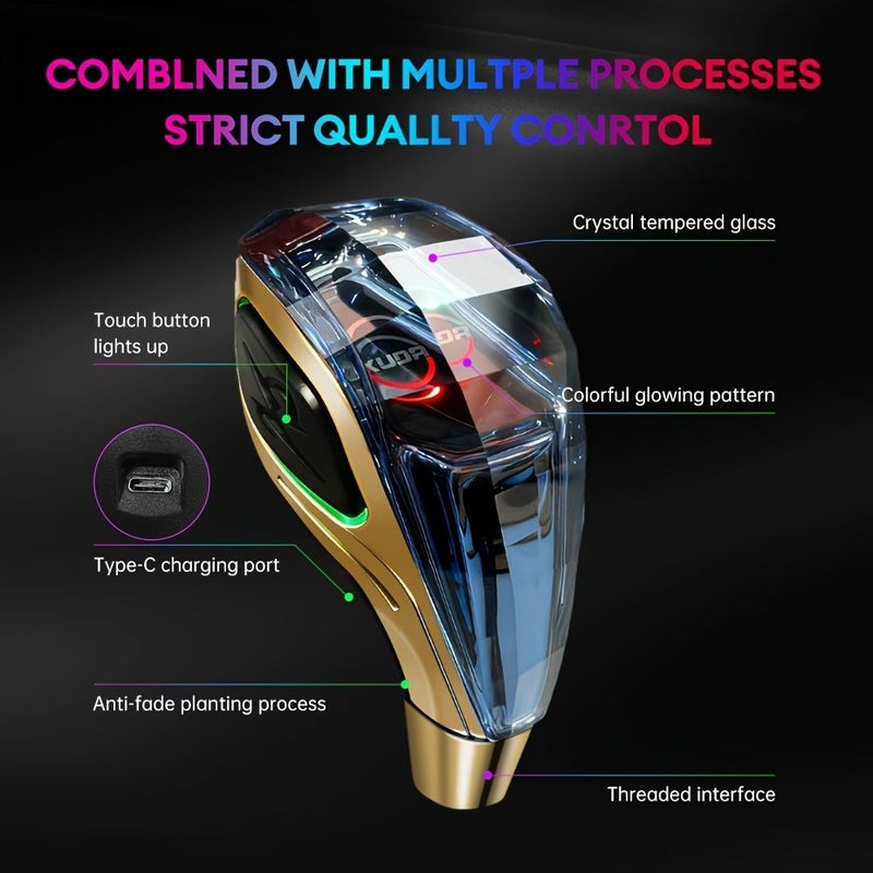 Crystal Shift Lever Compatible With Toyota Plug And Play LED Gear Shifter With Side Scratch Transmission Knob Green - Image 1