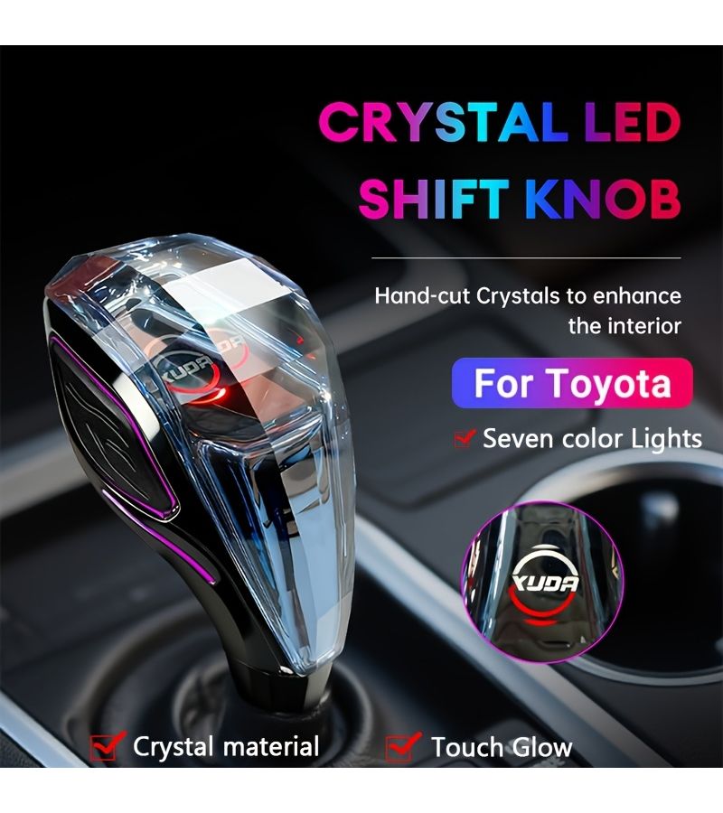 Crystal Shift Lever Compatible With Toyota Plug And Play LED Gear Shifter With Side Scratch Transmission Knob Green - Image 3