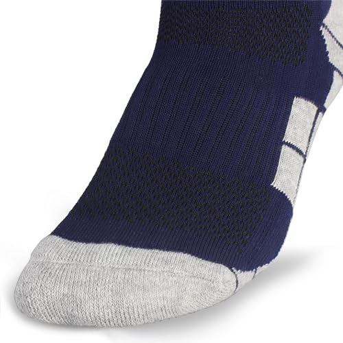 CWVLC Boys Soccer Socks 3 Pairs Youth Softball Sport Team Athletic Knee High Long Tube Cotton Compression Socks Navy Blue Small 3Y5Y Youth 46 Women - Image 3