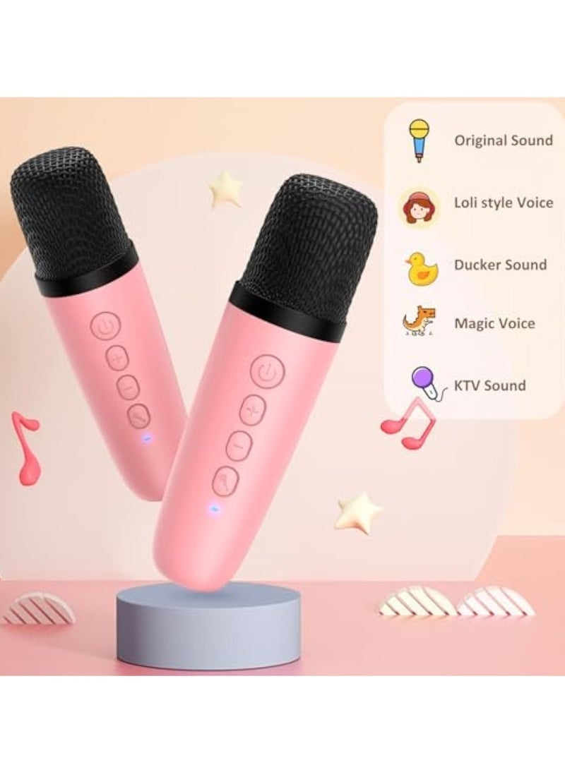 Mini Karaoke Machine for Adults Kids, Portable Bluetooth Karaoke Speaker with 3.5 Full-Range Speaker and Colorful LED Lights, Support USB/TF Card/AUX (Pink) - Image 5
