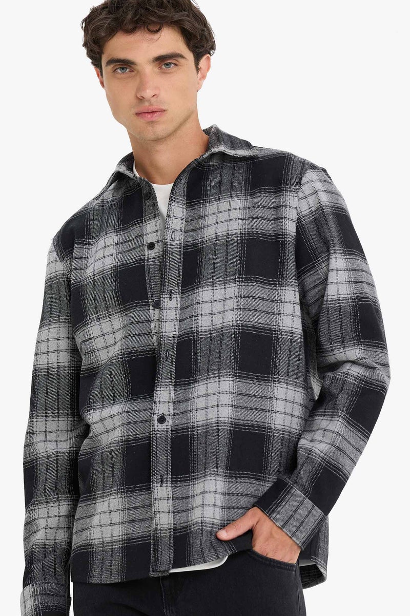 DeFacto Black Man Regular Fit Lumberjack Plaid Shirt Casual - Image 1