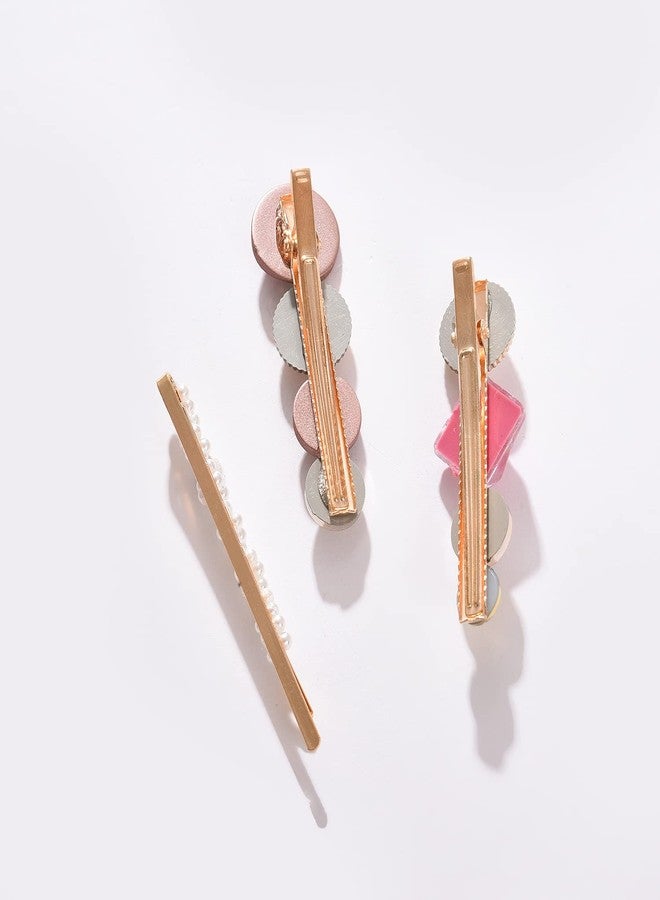 Sohi Pack of 3 Gold Plated Designer Stone Hair Pin - Image 2