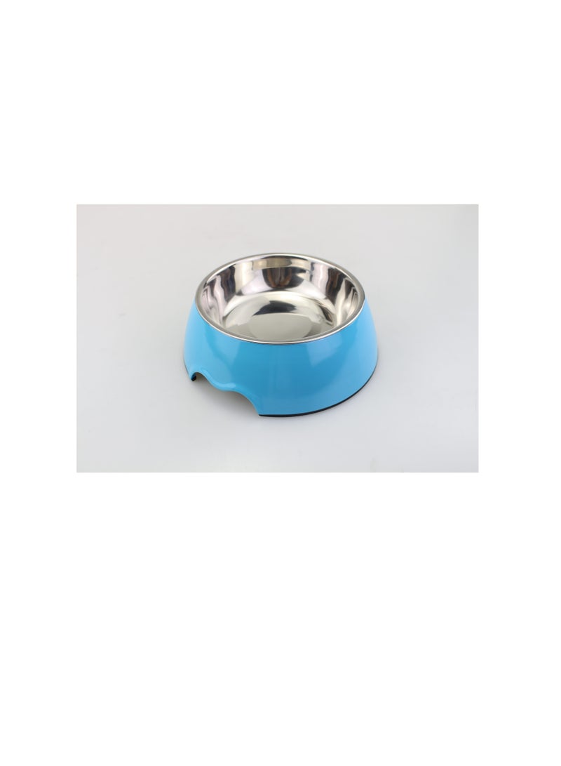 Melamine Blue Stainless Steel bowl with anti-slip circle on the bottom,Volume:160 ml,Size:12*12*4.5 cm - Image 1
