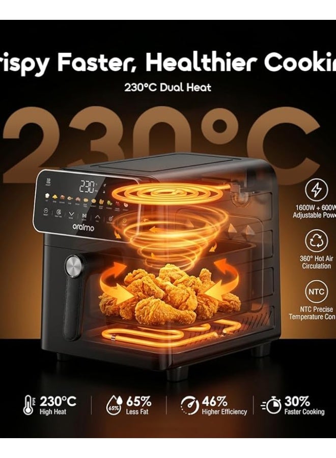 أورايمو Oraimo IntelliFry Air Fryer 230°C – Dual-Side Heating, No-Flipping Required, Smart Touch Control, Oil-Free Healthy Cooking OAF-502A 9 L 1600 W OAF-502A Multicolor - Image 3