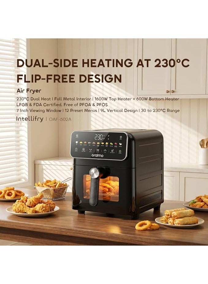 أورايمو Oraimo IntelliFry Air Fryer 230°C – Dual-Side Heating, No-Flipping Required, Smart Touch Control, Oil-Free Healthy Cooking OAF-502A 9 L 1600 W OAF-502A Multicolor - Image 2