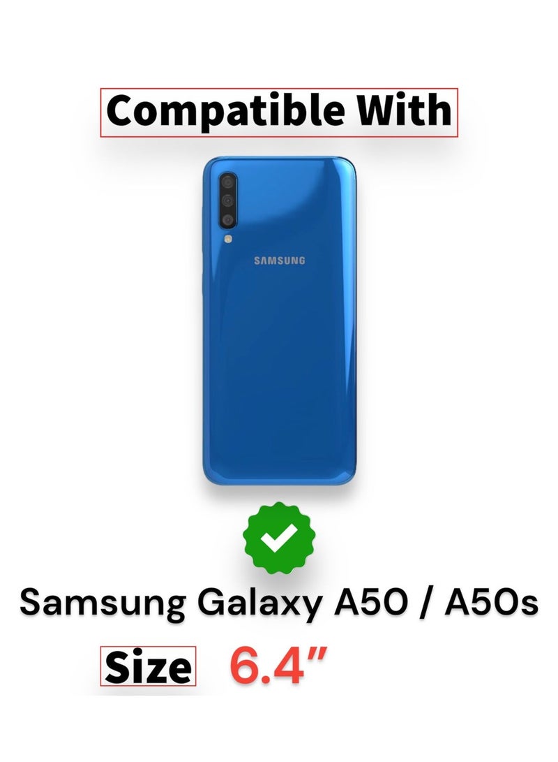 For Samsung Galaxy A50/A50s Flip Full Leather Wallet Card Slot Case with Kickstand,with Strap Magnetic Closure,Included Internal Tpu Silicone Case,High Protective Compatible with Samsung Galaxy A50/A50s (6.4") (Black)  - Image 4
