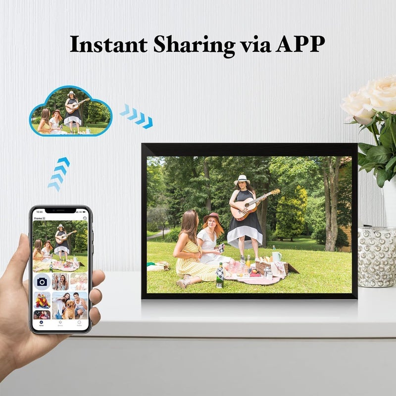 PICCASIO™ 64GB Smart WiFi Digital Photo Frame with 10.1 inch IPS Touch Screen and 64GB Storage, Perfect for Displaying Your Favorite Photos and Videos (64-GB) - Image 2